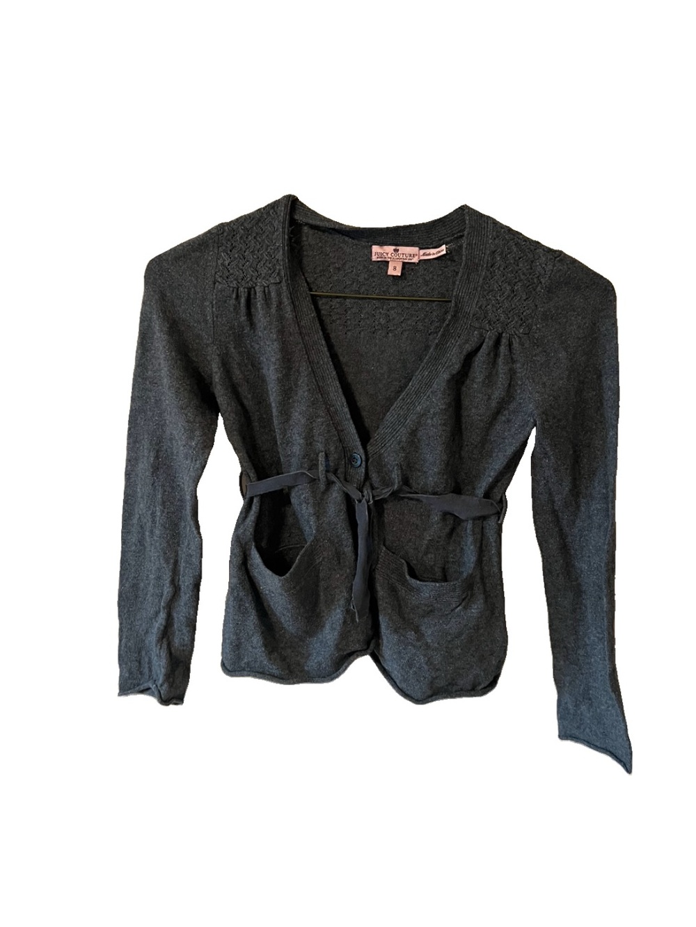 Juicy couture kids twee knit sweater cardigan 8 girls gray